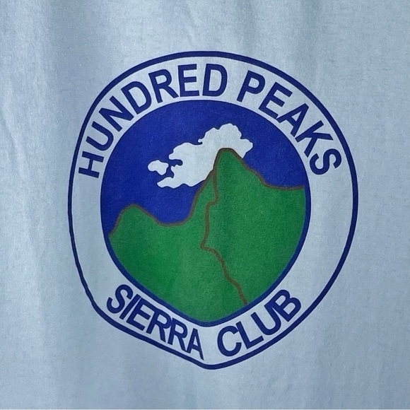 ALSTYLE HUNDRED PEAKS SIERRA CLUB Men's Light Blue Crew Neck T-shirt w Logo XL - Picture 2 of 4